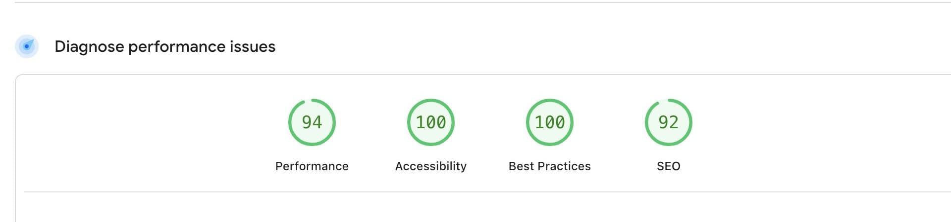 PageSpeed scores after rebuild (mobile)